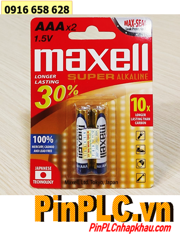 Maxell LR03(GD)2B, Pin AA 1.5v Maxell LR03(GD)2B Super Alkaline chính hãng _MẪU MỚI /Vỉ 2viên